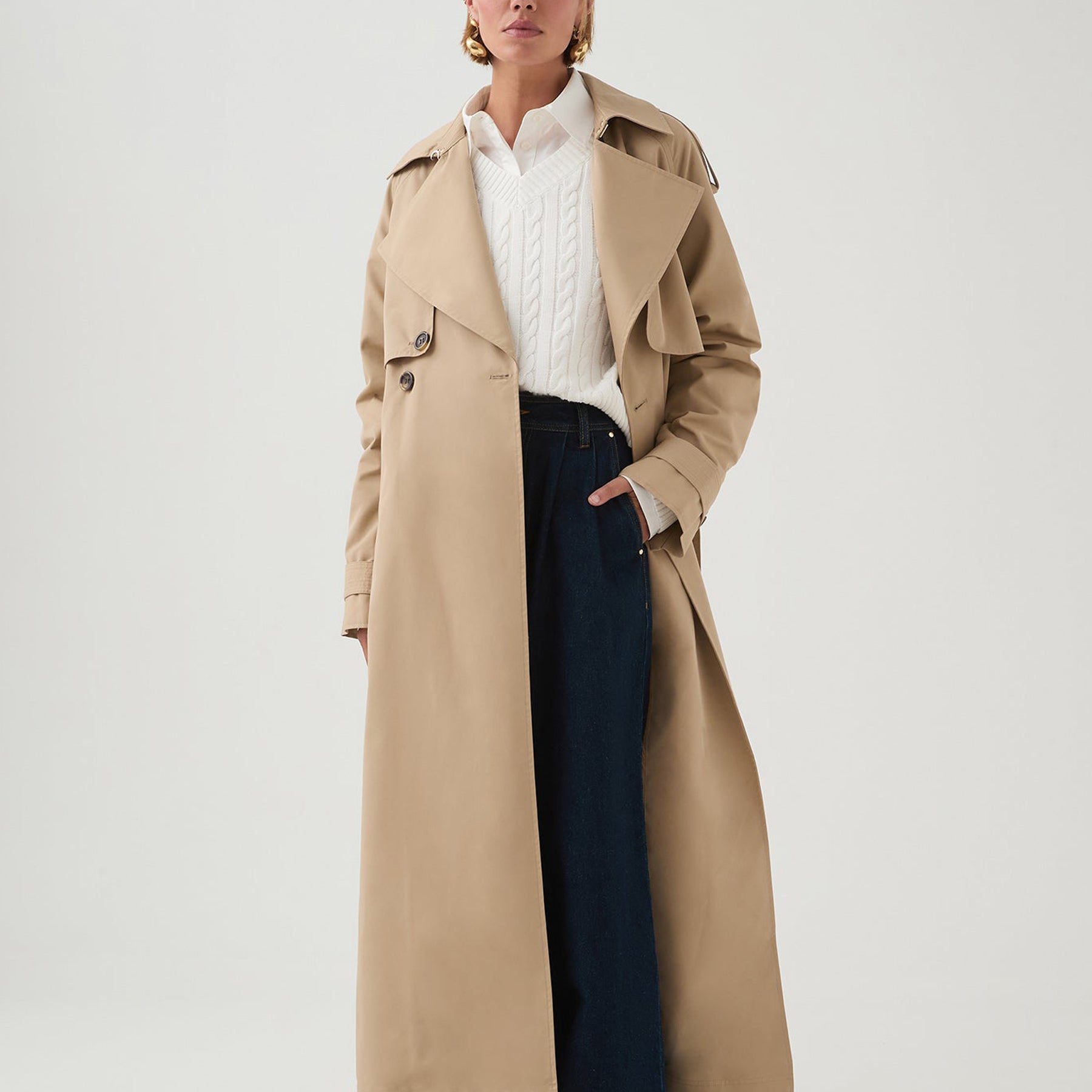 AJE | Mineral Trench Coat in Tan Stone | The UNDONE