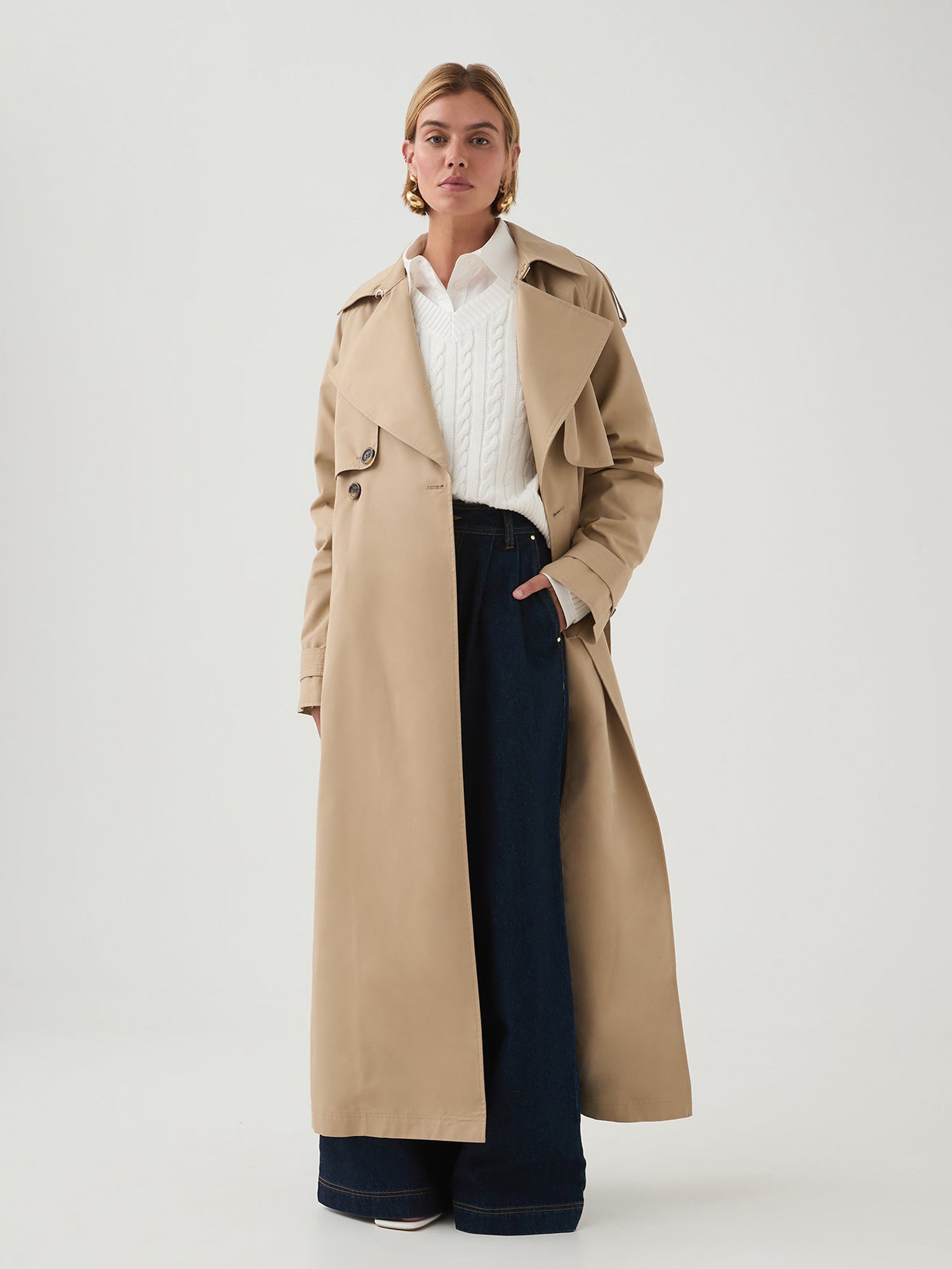 AJE | Mineral Trench Coat in Tan Stone | The UNDONE