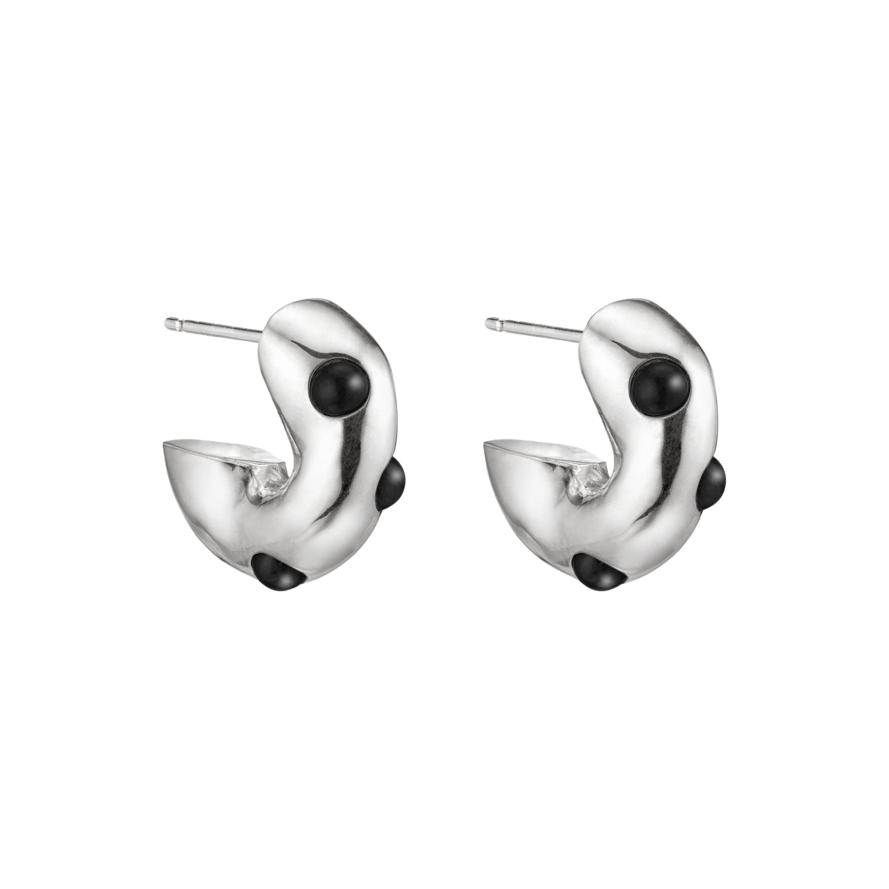AGMES | Logan Hoops in Sterling Silver and Onyx | The UNDONE 