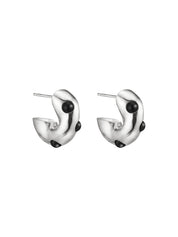 AGMES | Logan Hoops in Sterling Silver and Onyx | The UNDONE 