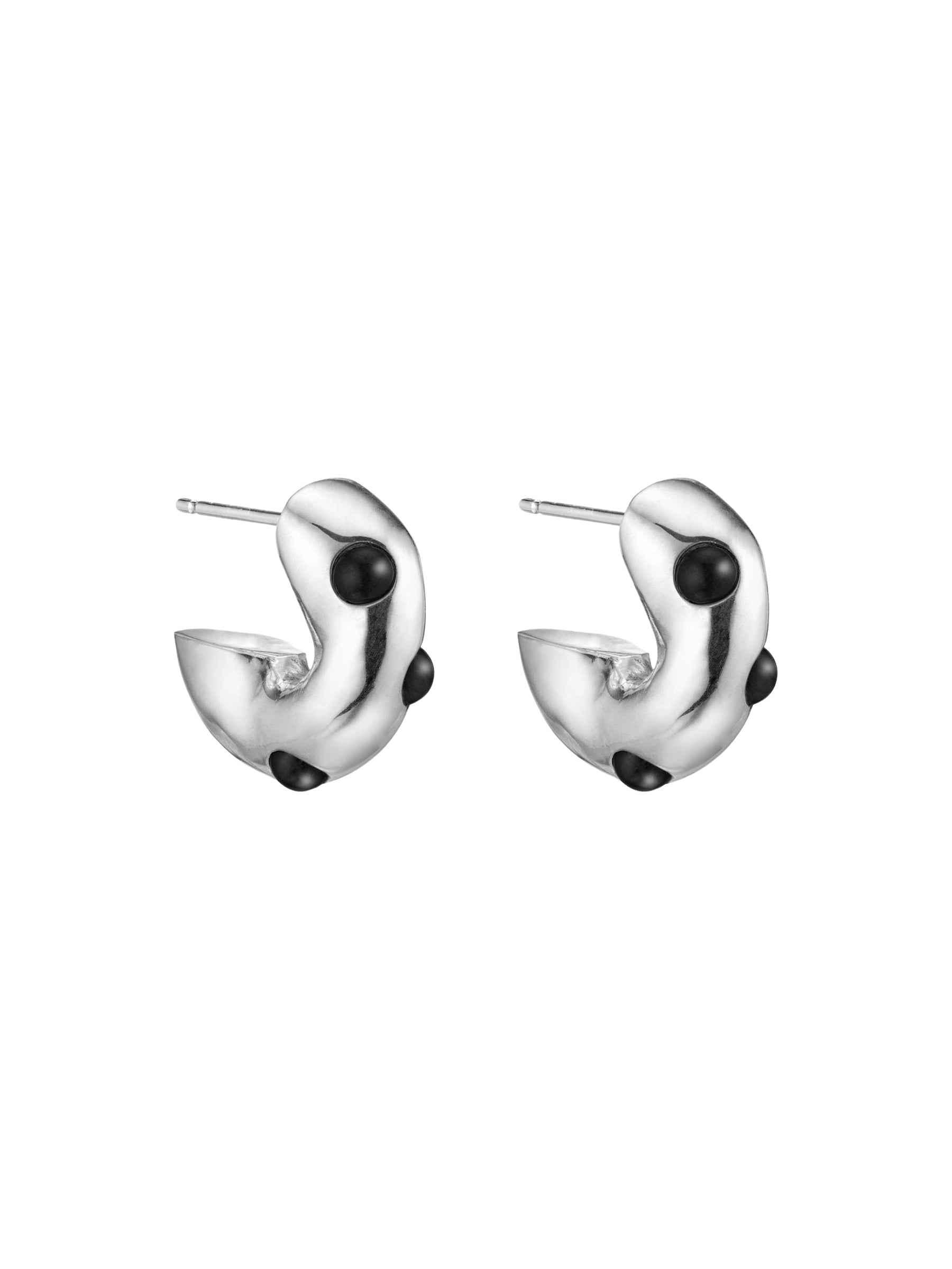 AGMES | Logan Hoops in Sterling Silver and Onyx | The UNDONE 