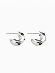 AGMES | Logan Hoops in Sterling Silver and Onyx | The UNDONE 