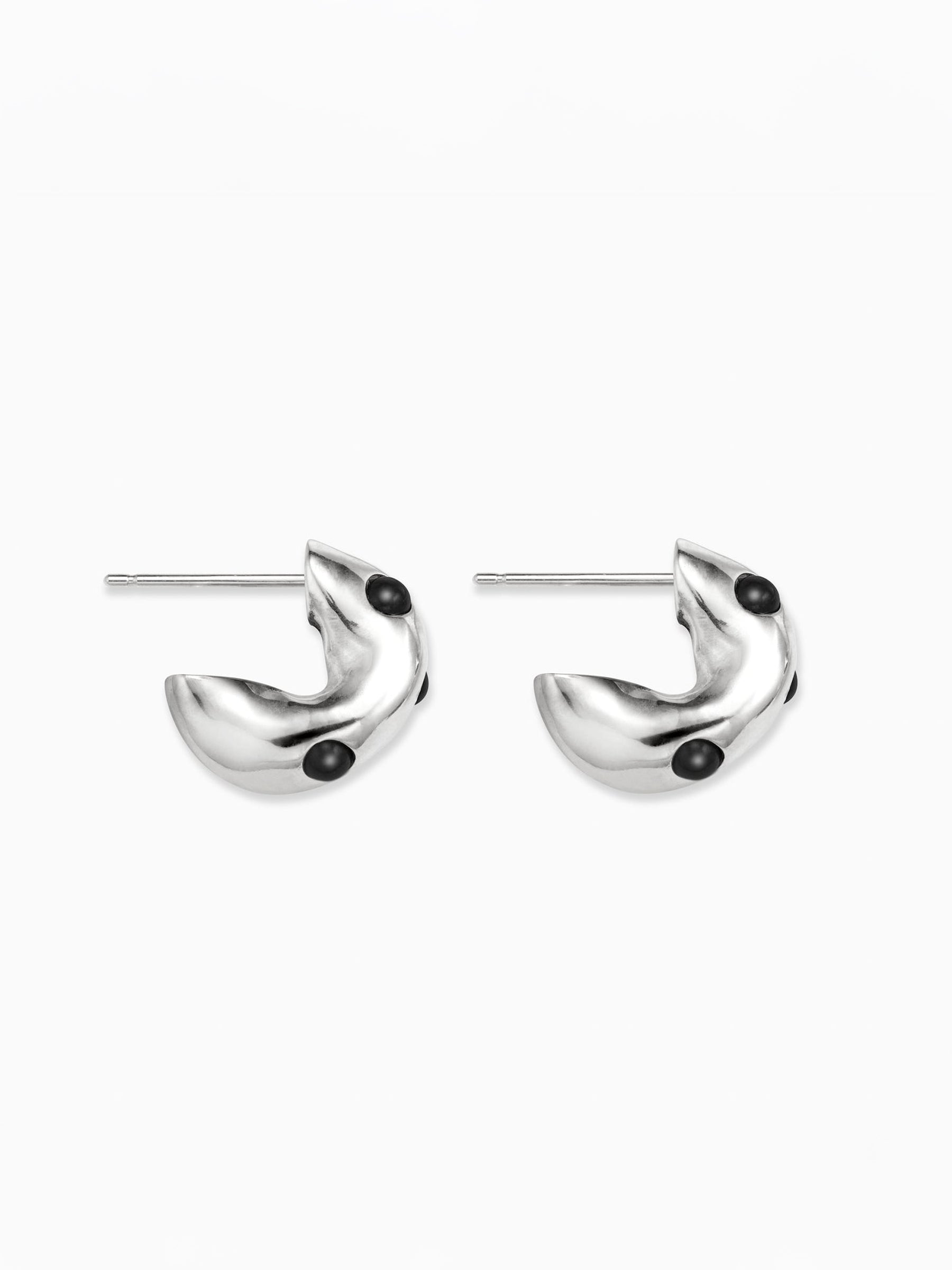 AGMES | Logan Hoops in Sterling Silver and Onyx | The UNDONE 
