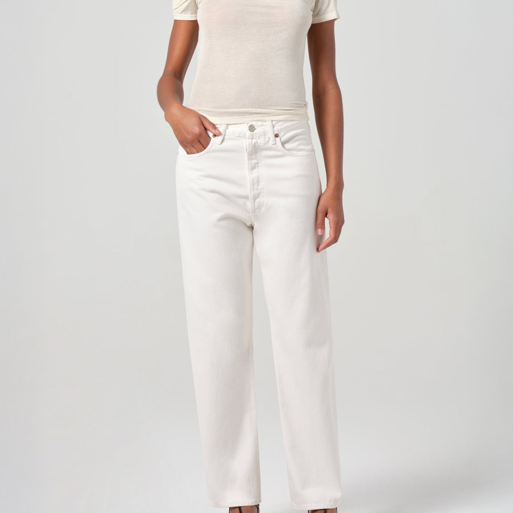 AGOLDE | 90s Mid Rise Straight Jean in White Fortune Cookie | The UNDONE
