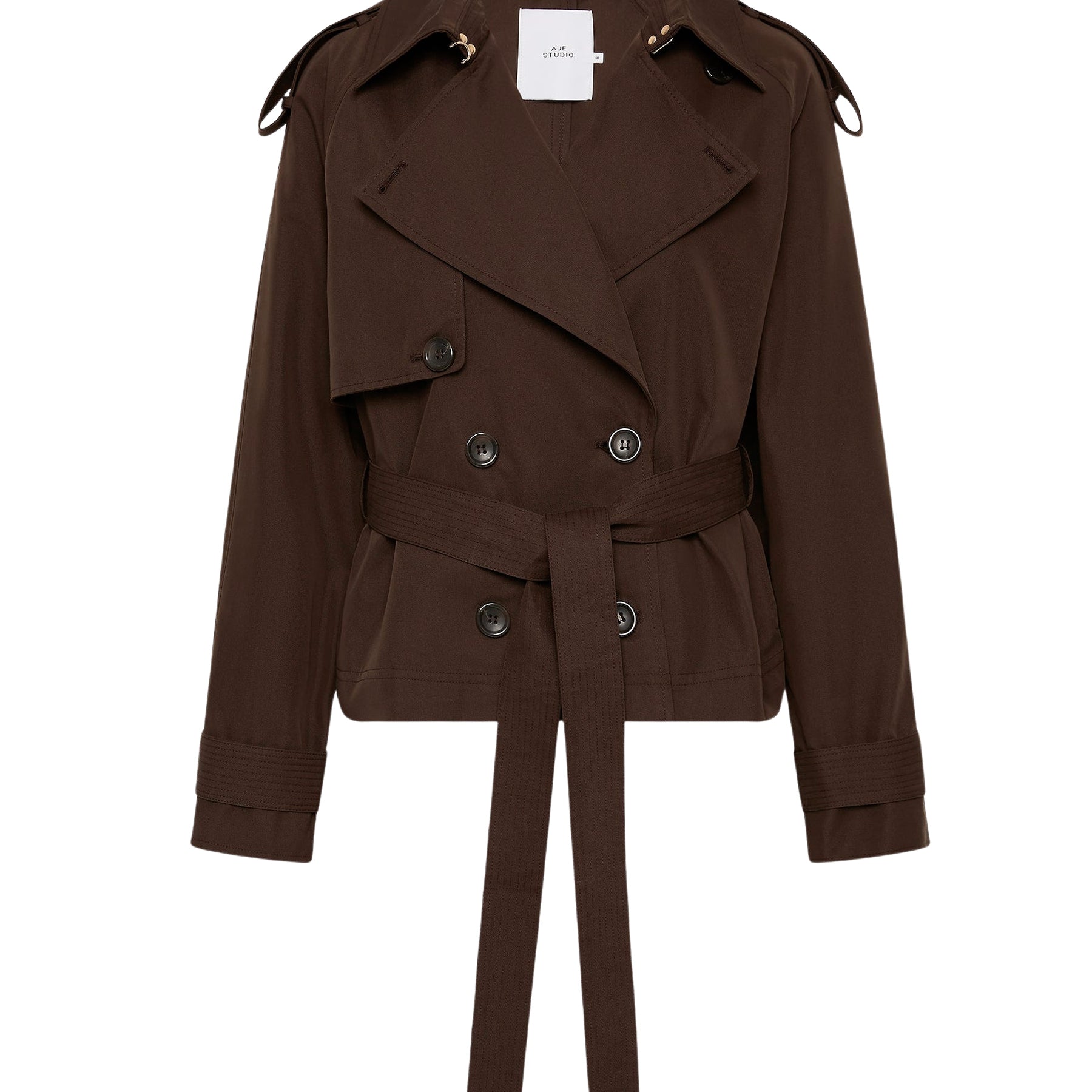 AJE | Mineral Cropped Trench in Chocolate Brown | The UNDONE