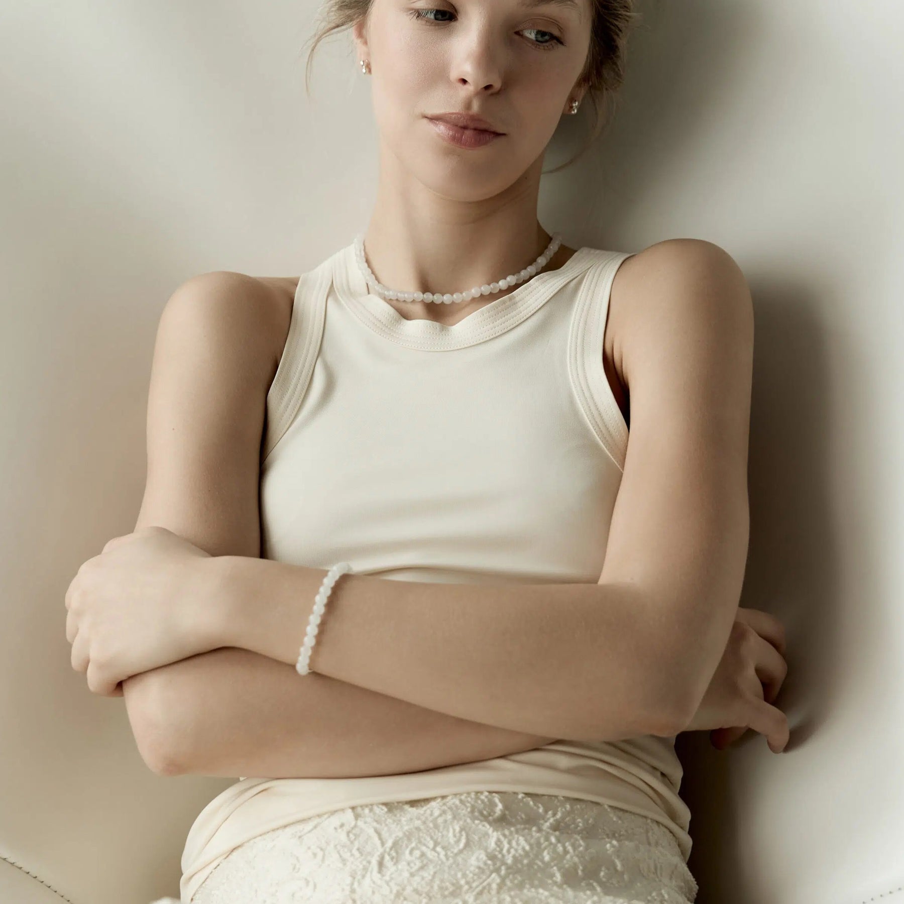 Balade | Alba Bracelet in White Jade and 925 Sterling Silver | The UNDONE
