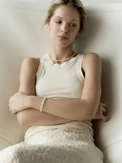 Balade | Alba Bracelet in White Jade and 925 Sterling Silver | The UNDONE