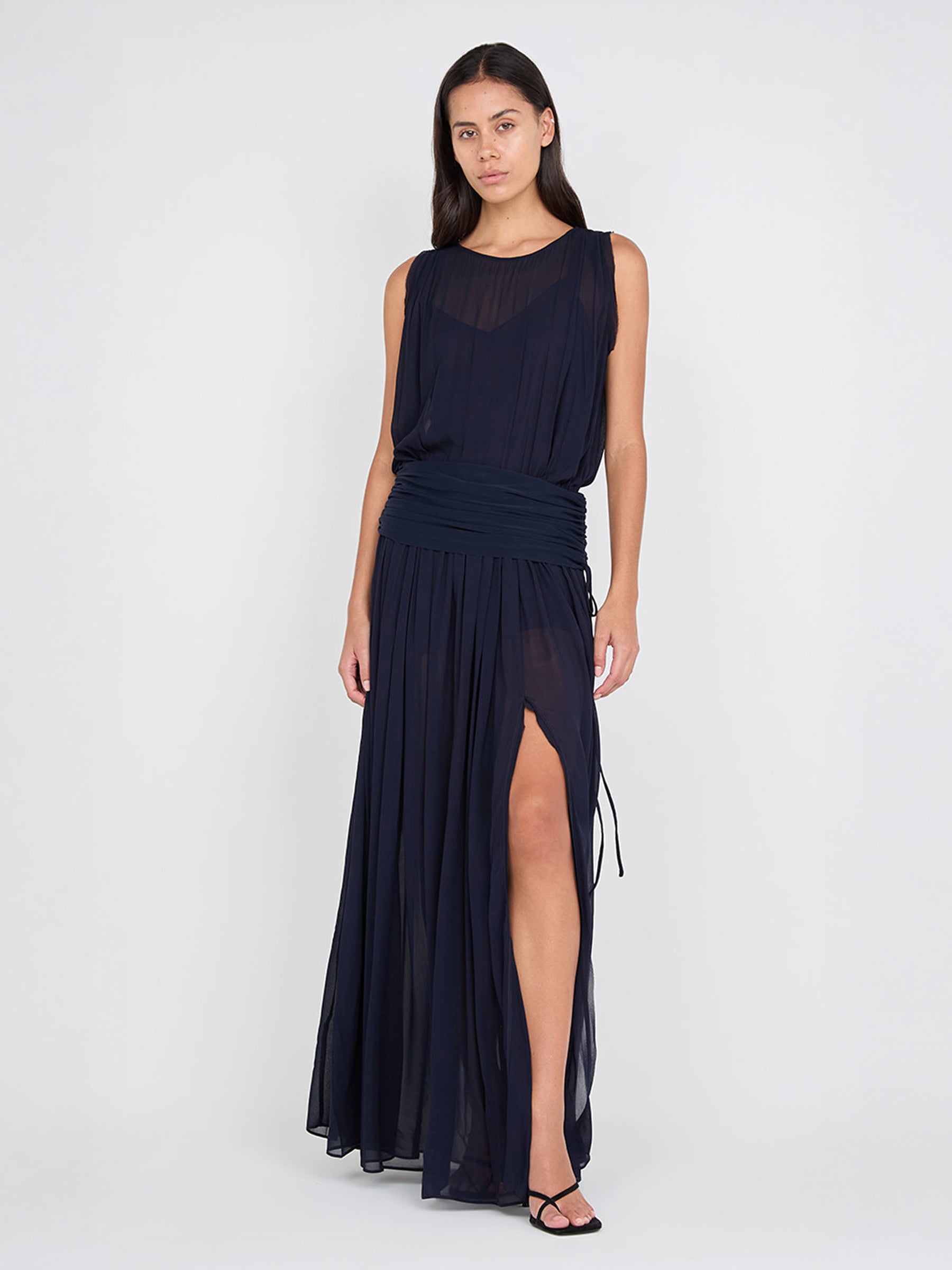 BEC + BRIDGE | Rhone Drop Waist Dress in Navy Ink | The UNDONE