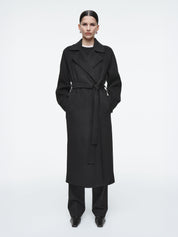 COS | Belted Double-Faced Wool Coat in Black | The UNDONE