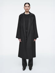 COS | Belted Double-Faced Wool Coat in Black | The UNDONE