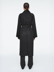 COS | Belted Double-Faced Wool Coat in Black | The UNDONE