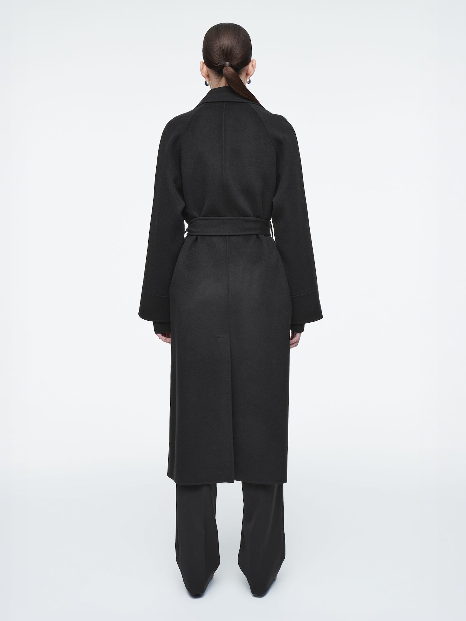 COS | Belted Double-Faced Wool Coat in Black | The UNDONE