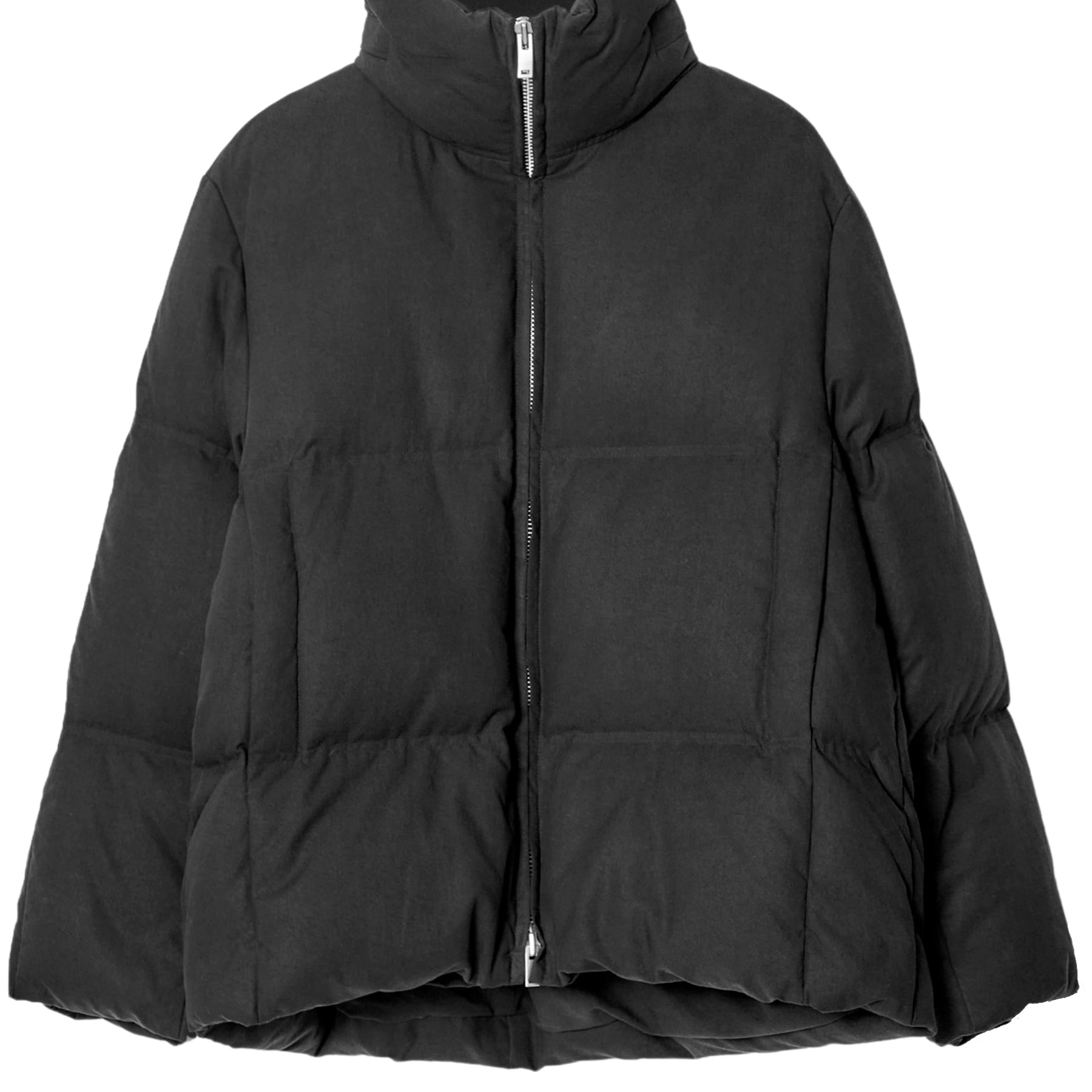 COS | Oversized Hooded Down Puffer Jacket in Black | The UNDONE