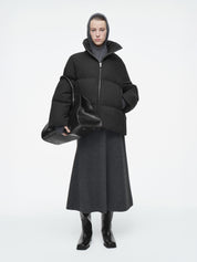 COS | Oversized Hooded Down Puffer Jacket in Black | The UNDONE