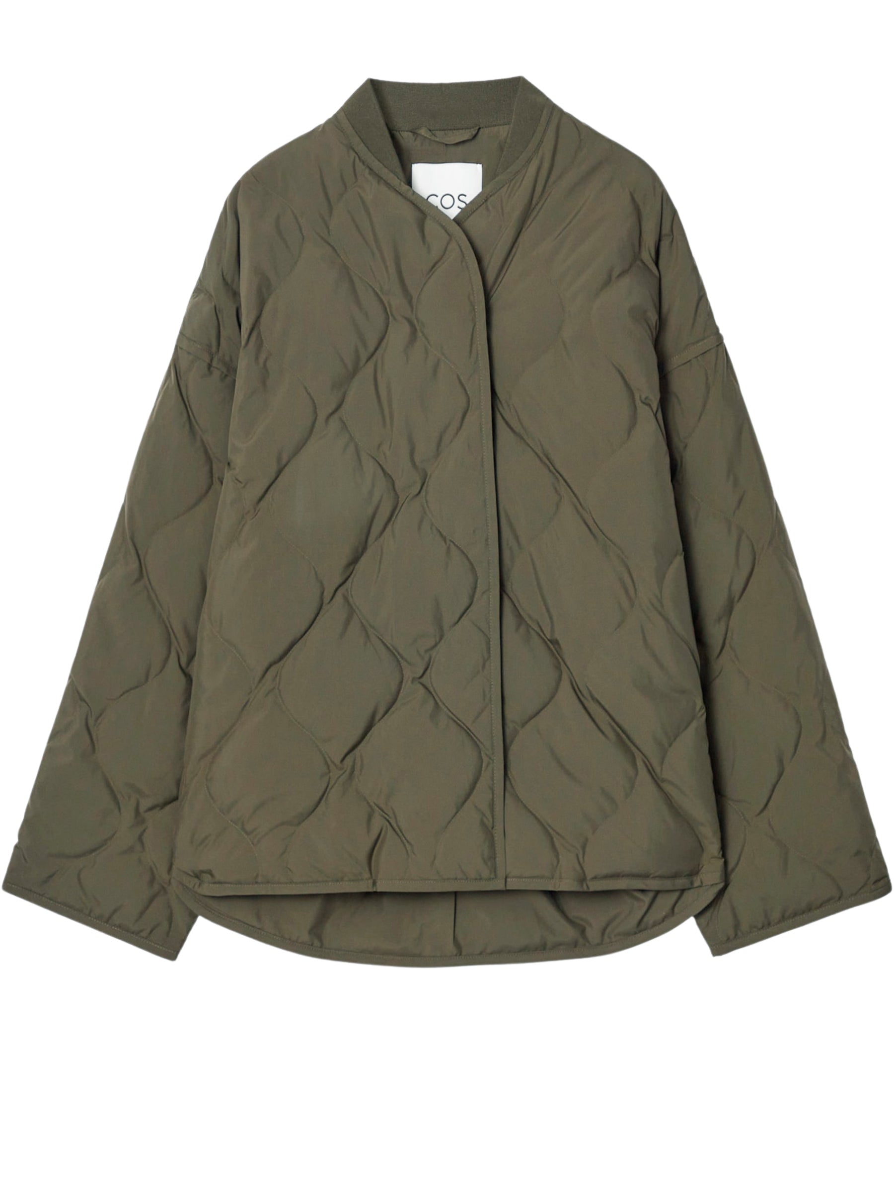 COS | Oversized Quilted Jacket in Dark Khaki | The UNDONE