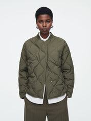 COS | Oversized Quilted Jacket in Dark Khaki | The UNDONE