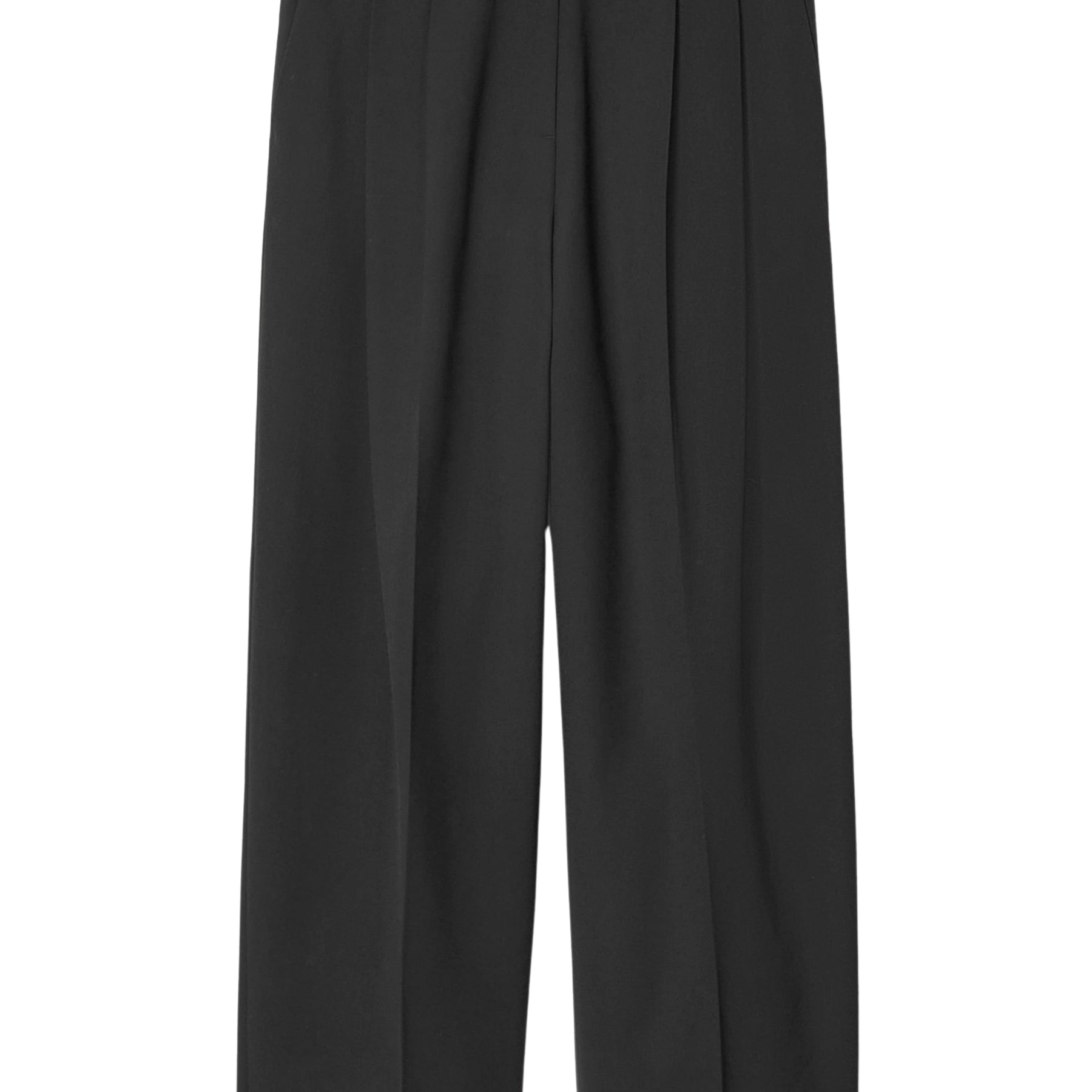 COS | Relaxed Twill Wide-Leg Pants in Black | The UNDONE