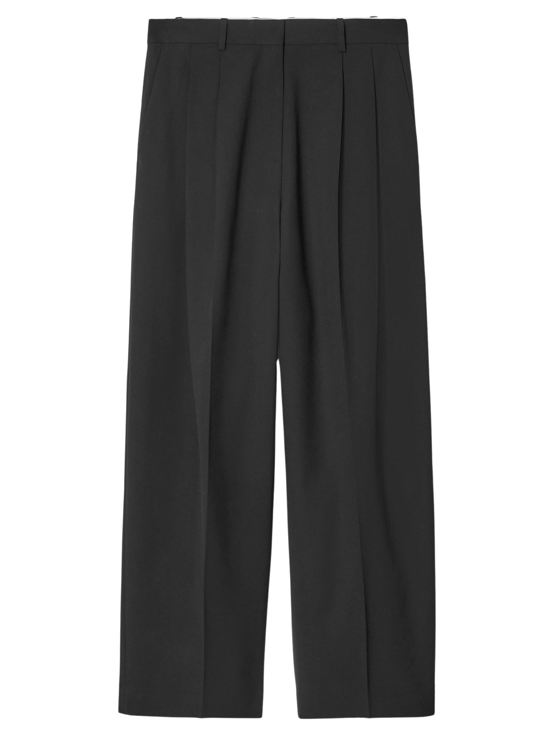 COS | Relaxed Twill Wide-Leg Pants in Black | The UNDONE