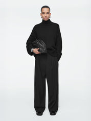 COS | Relaxed Twill Wide-Leg Pants in Black | The UNDONE