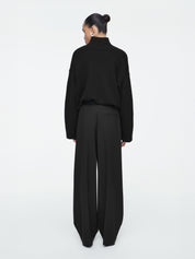 COS | Relaxed Twill Wide-Leg Pants in Black | The UNDONE