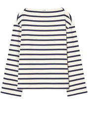 COS | Striped Boat-Neck Top in Navy | The UNDONE