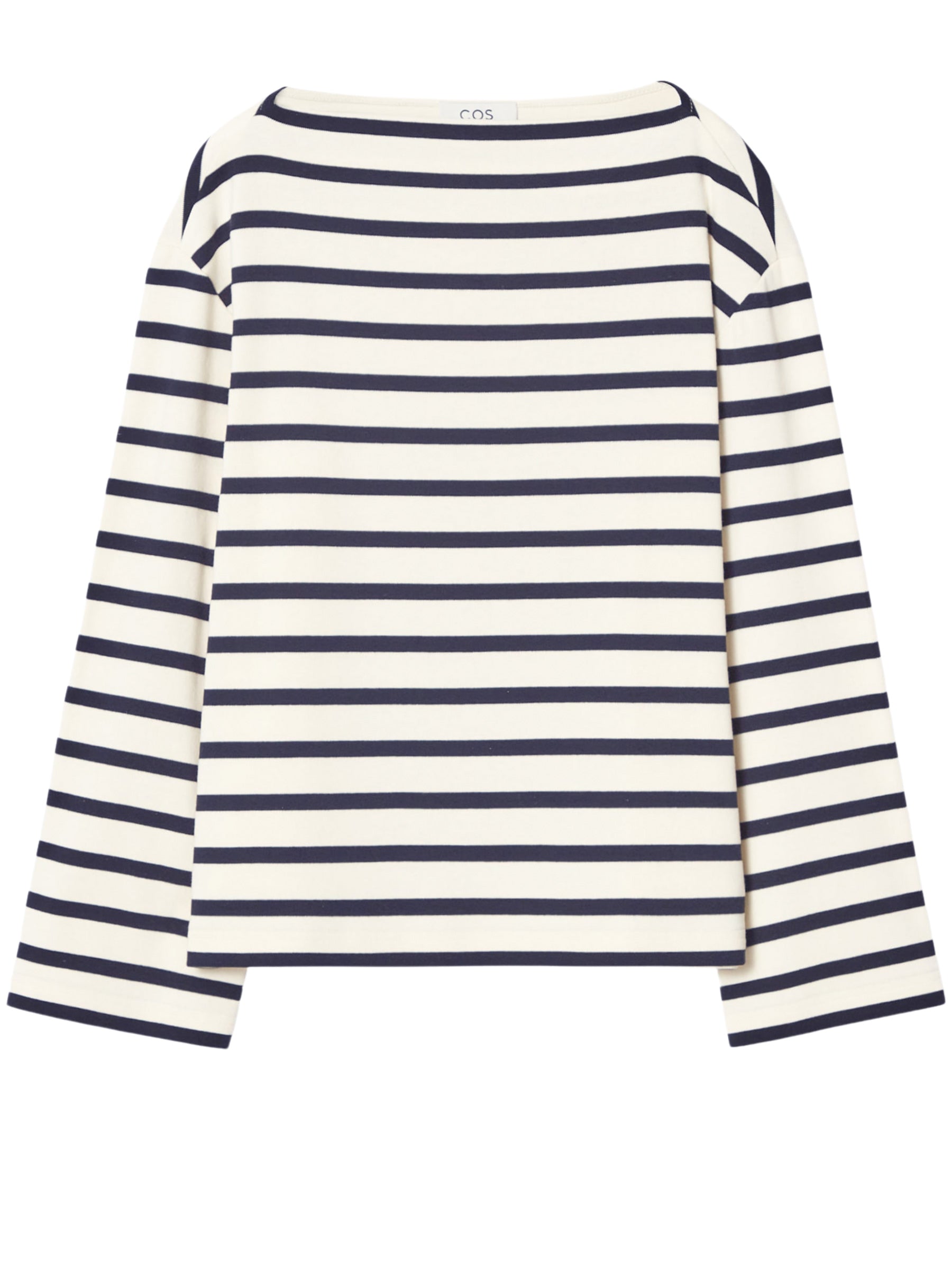 COS | Striped Boat-Neck Top in Navy | The UNDONE