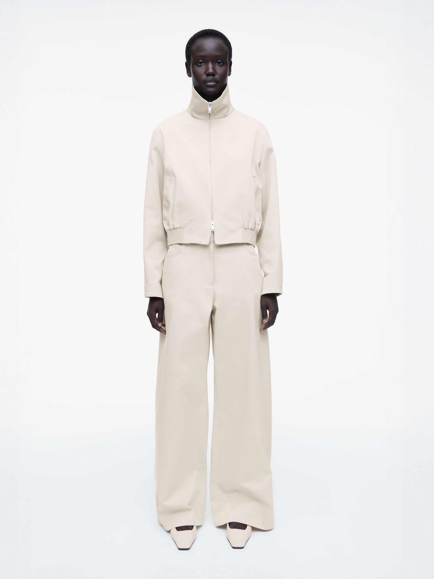 COS | Wide-Leg Cotton Pants in Light Beige | The UNDONE
