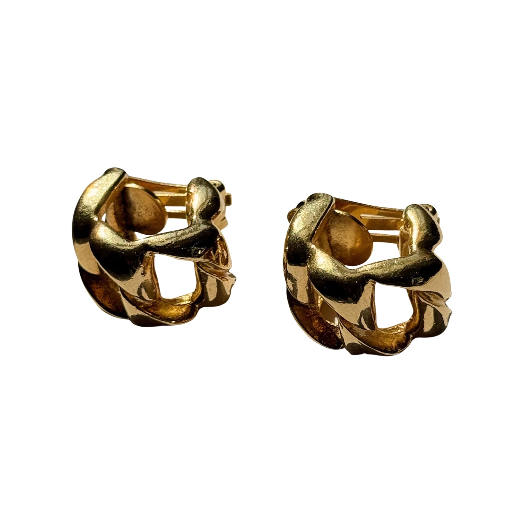 CONSTANTINA VINTAGE | Christian Dior 1980's Gold Plated Chain Link Clip On Earrings | The UNDONE
