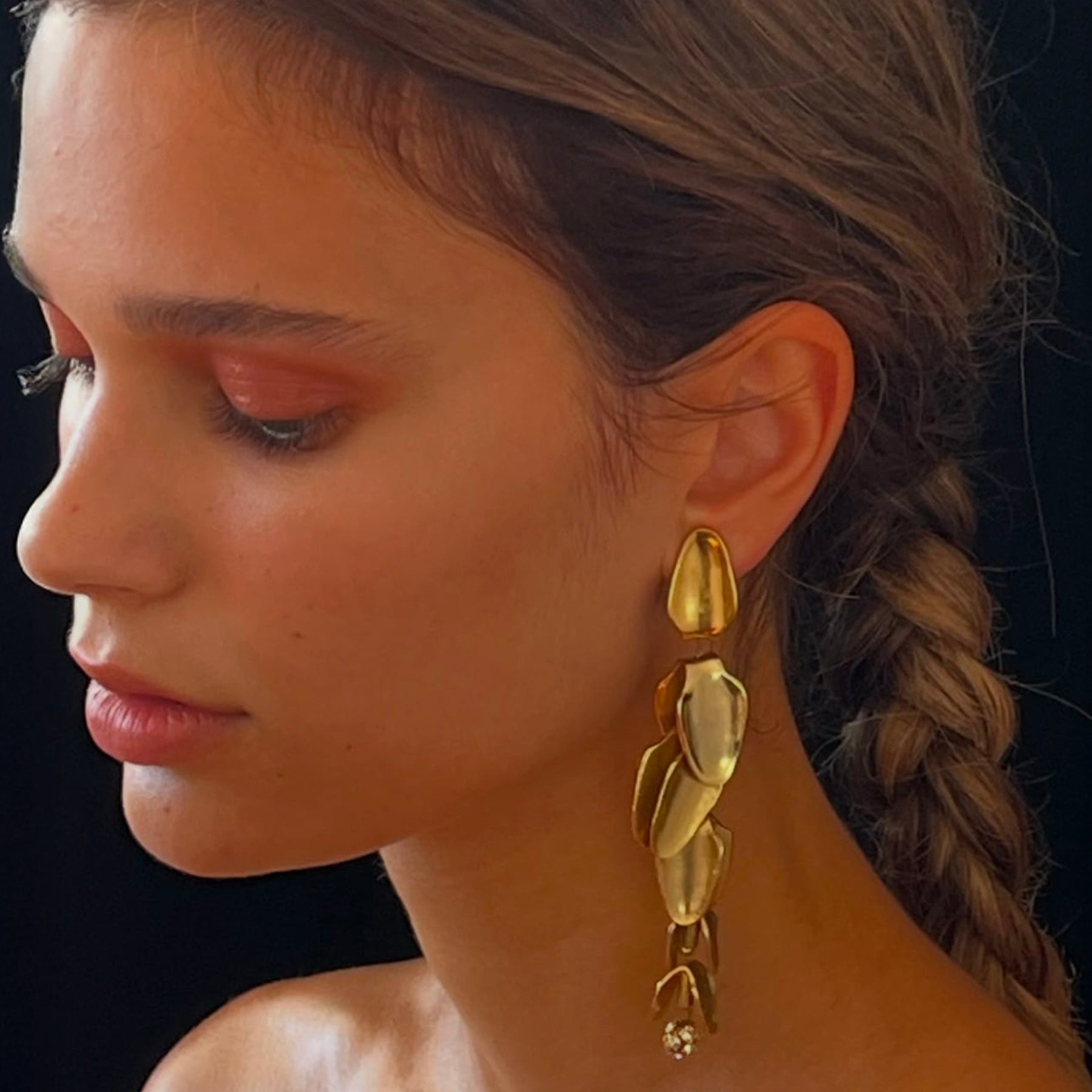 CONSTANTINA VINTAGE | Christian Lacroix 1990's Cascading Gold Plated and Crystal Drop Clip On Earrings | The UNDONE