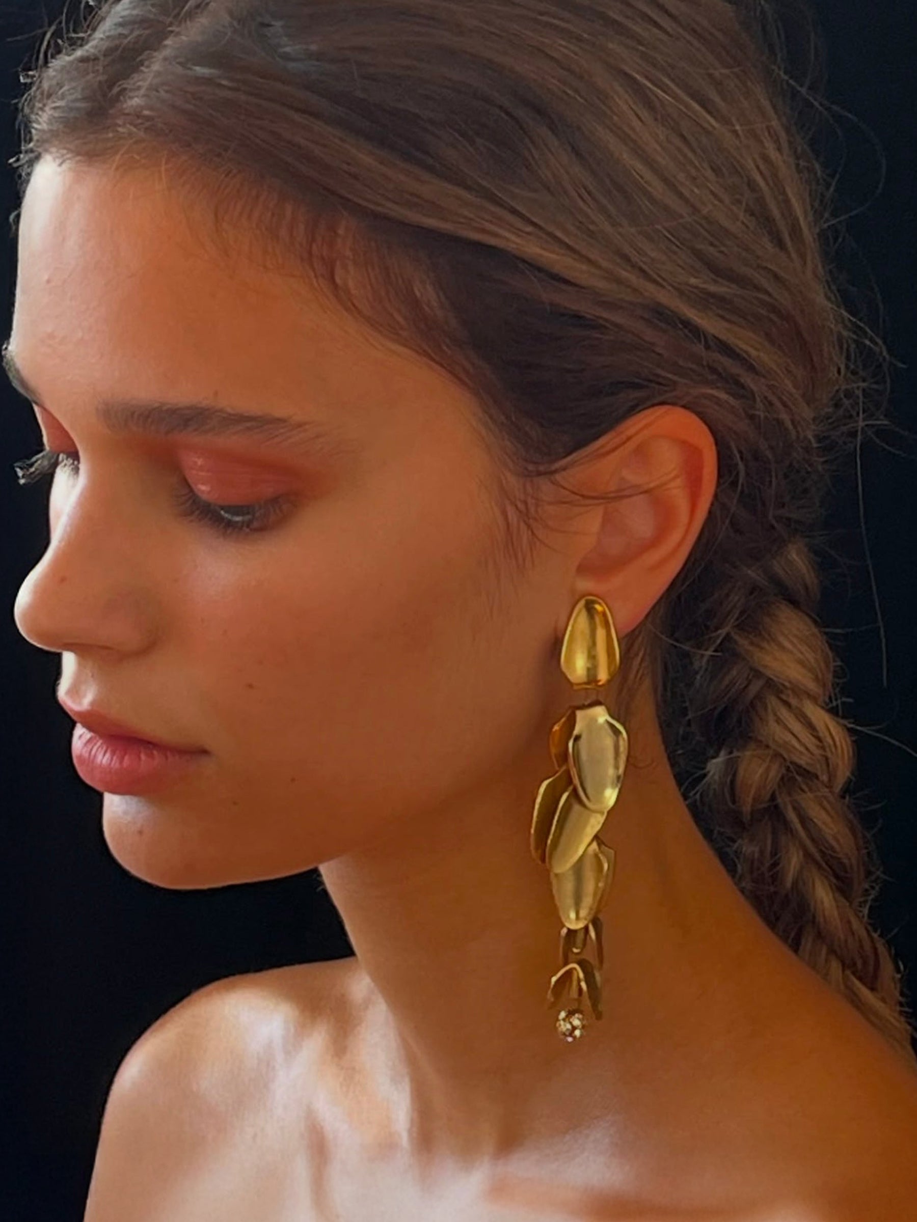 CONSTANTINA VINTAGE | Christian Lacroix 1990's Cascading Gold Plated and Crystal Drop Clip On Earrings | The UNDONE