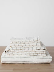Cultiver | Linen Sheet Set with Pillowcases in White Pencil Stripe | The UNDONE