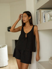 Deiji Studios | U Shape Cotton Set in Black | The UNDONE