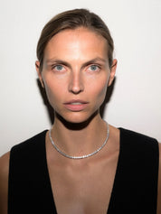 Dorsey | Kate Round Cut, Silver Tennis Rivière Necklace | The UNDONE