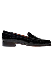 Emme Parsons | Danielle Loafer in Black Embossed Croc | The UNDONE