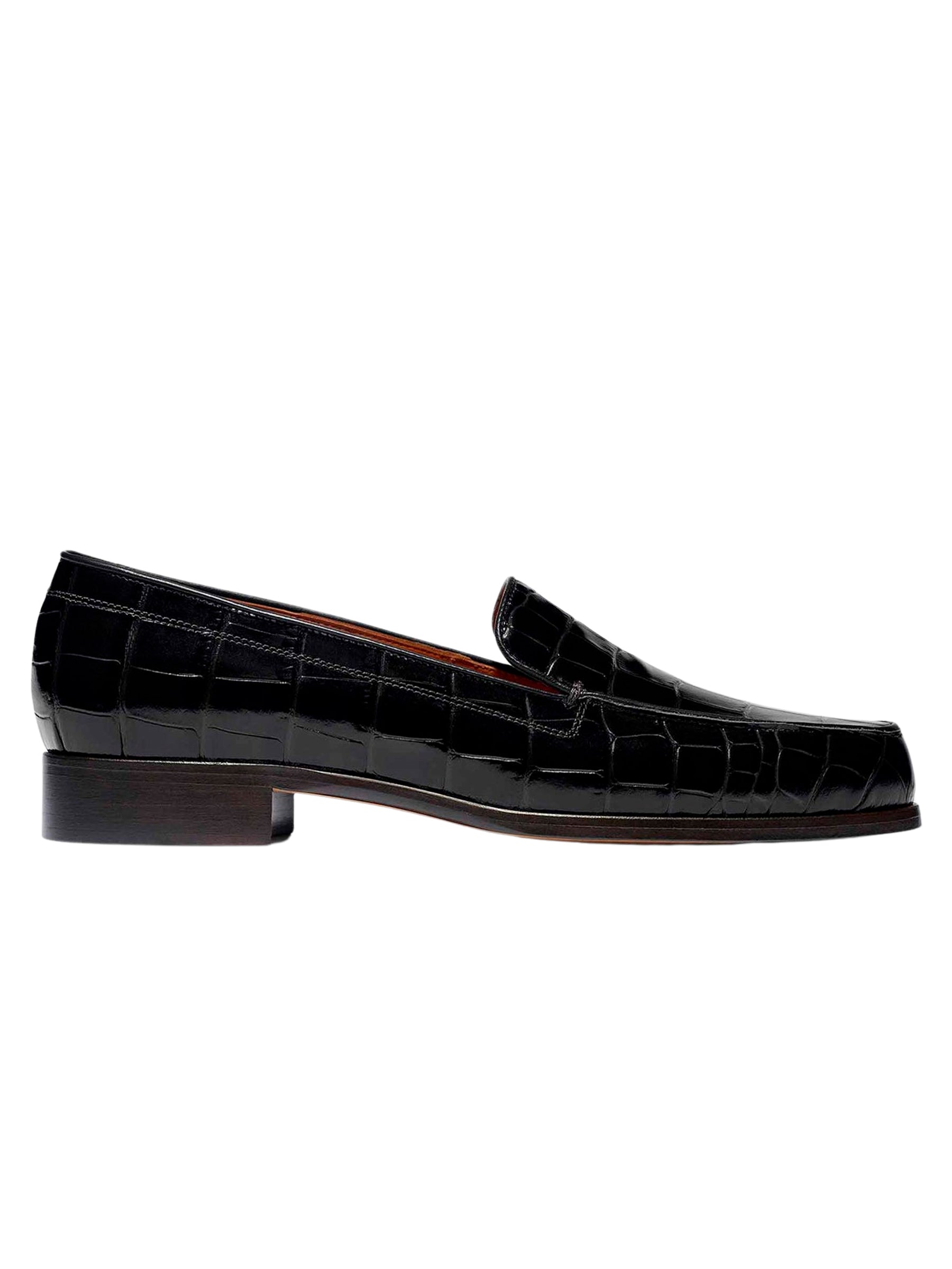 Emme Parsons | Danielle Loafer in Black Embossed Croc | The UNDONE