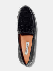 Emme Parsons | Danielle Loafer in Black Embossed Croc | The UNDONE