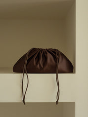The Everyday Pouch Bag in Chocolate Brown Satin | The UNDONE