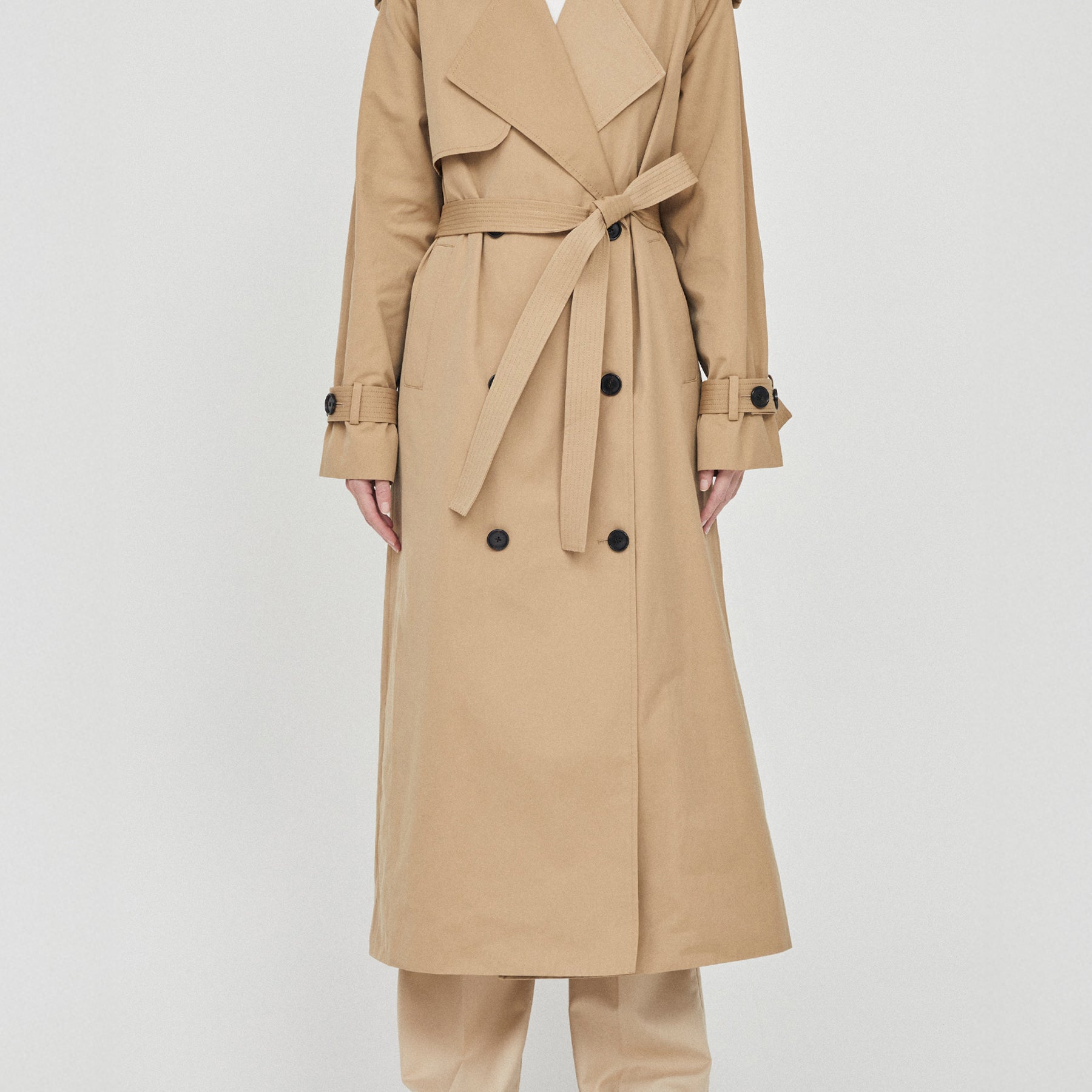 FRIEND OF AUDREY | The Classic Cotton Trench Coat in Tan Sandstone | The UNDONE