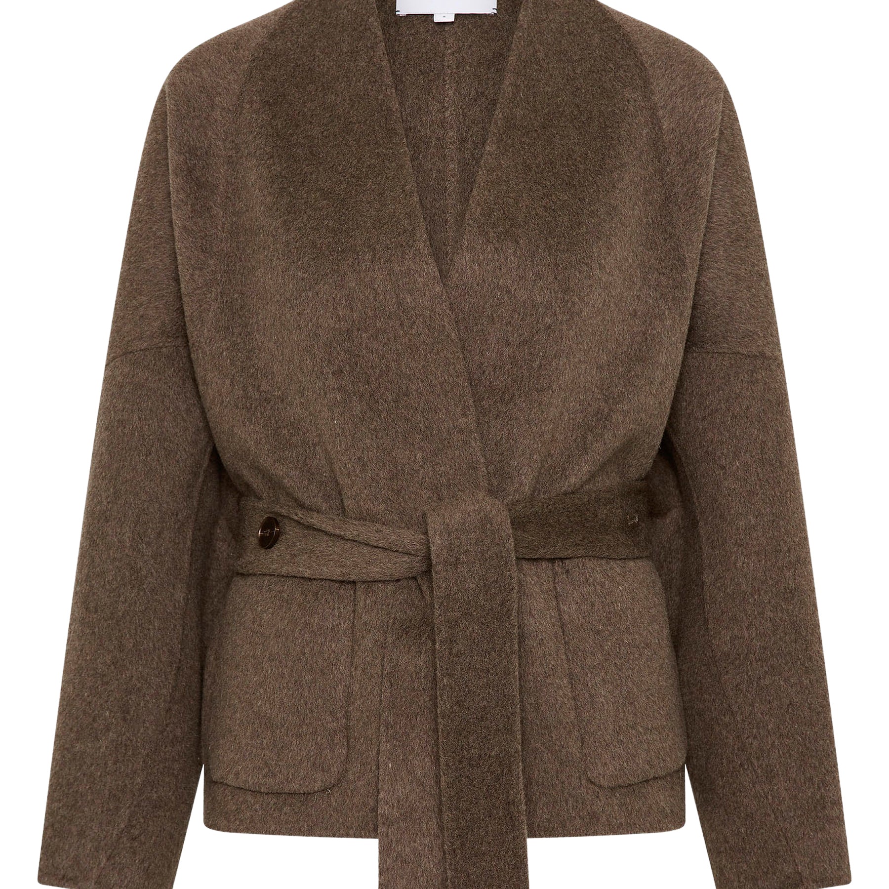FRIEND OF AUDREY | The Double-faced Wool and Silk Tie Coat in Taupe Mocha | The UNDONE