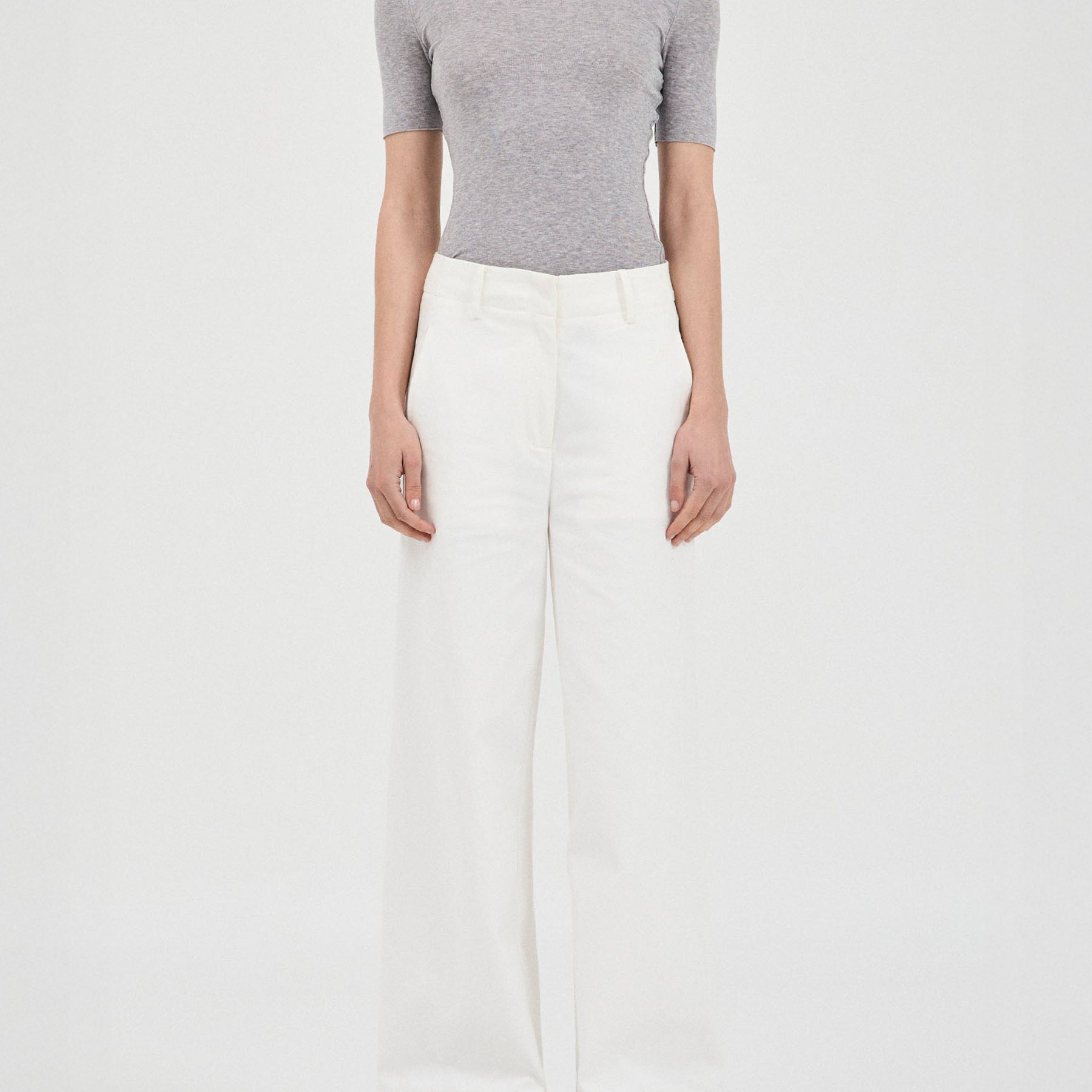 FRIEND OF AUDREY | The Tencel Wool Short Sleeve Top in Grey Marle | The UNDONE
