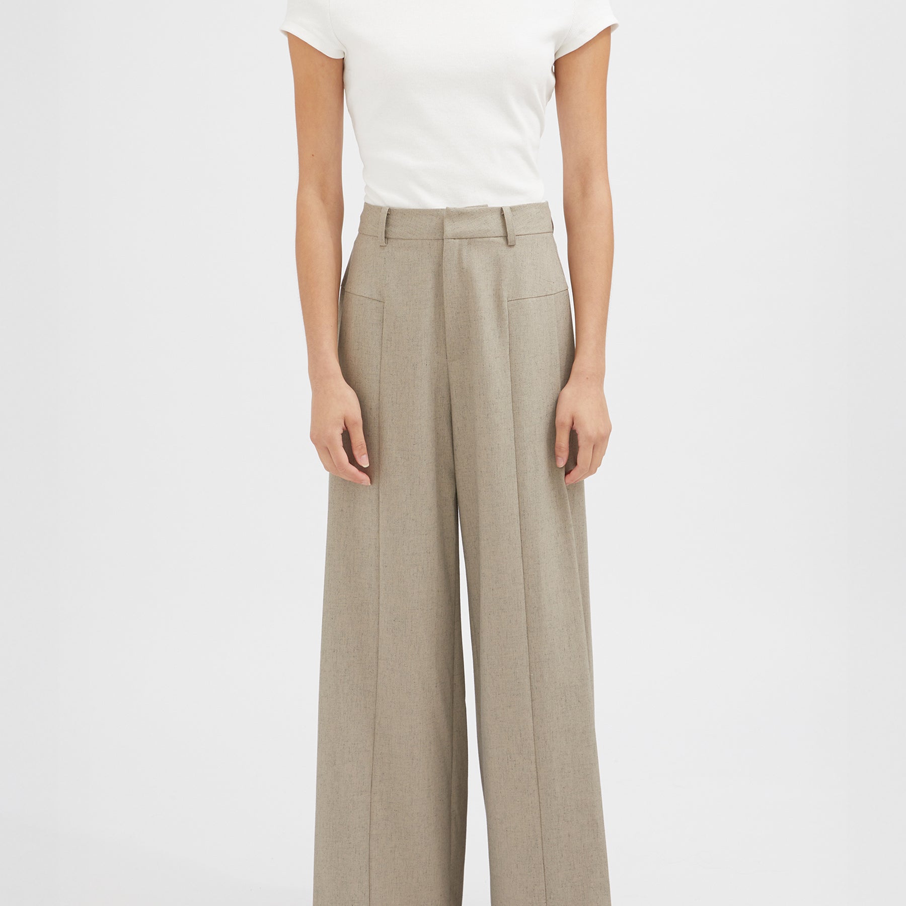 FRIEND OF AUDREY | The Wide Leg Trouser in Grey Stone Marle | The UNDONE