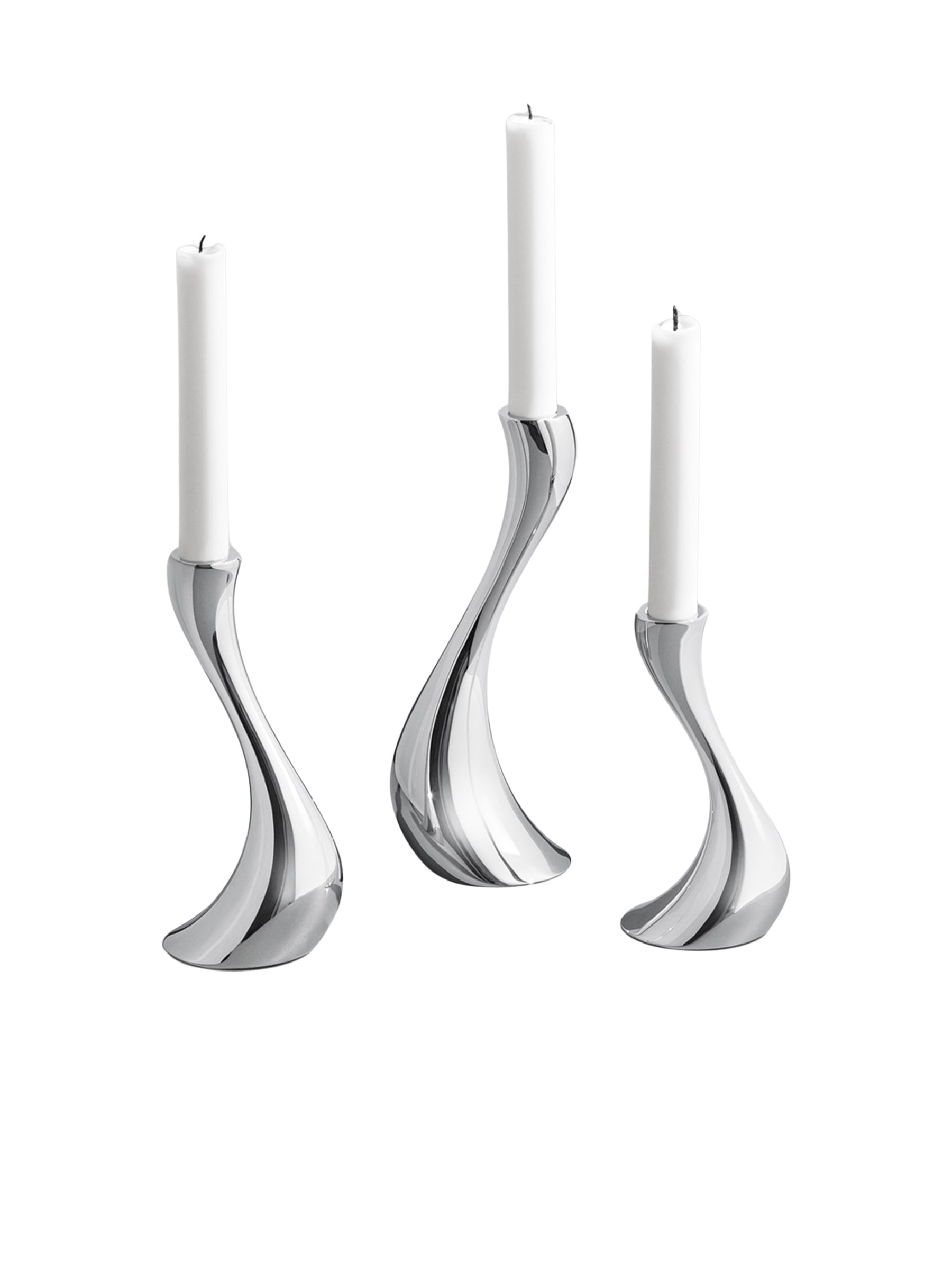 Georg Jensen | Cobra Candleholder Set in Polished Stainless Steel | The UNDONE