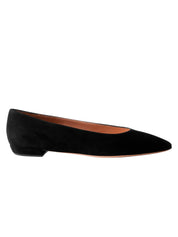 Gianvito Rossi | Amelia Suede Point-Toe Flats in Black | The UNDONE