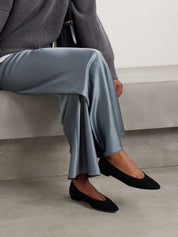 Gianvito Rossi | Amelia Suede Point-Toe Flats in Black | The UNDONE