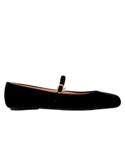 Gianvito Rossi | Carla Velvet Mary Jane Ballet Flats in Black | The UNDONE