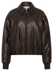 Henne | Iliad Vegan Leather Brown Bomber Jacket | The UNDONE