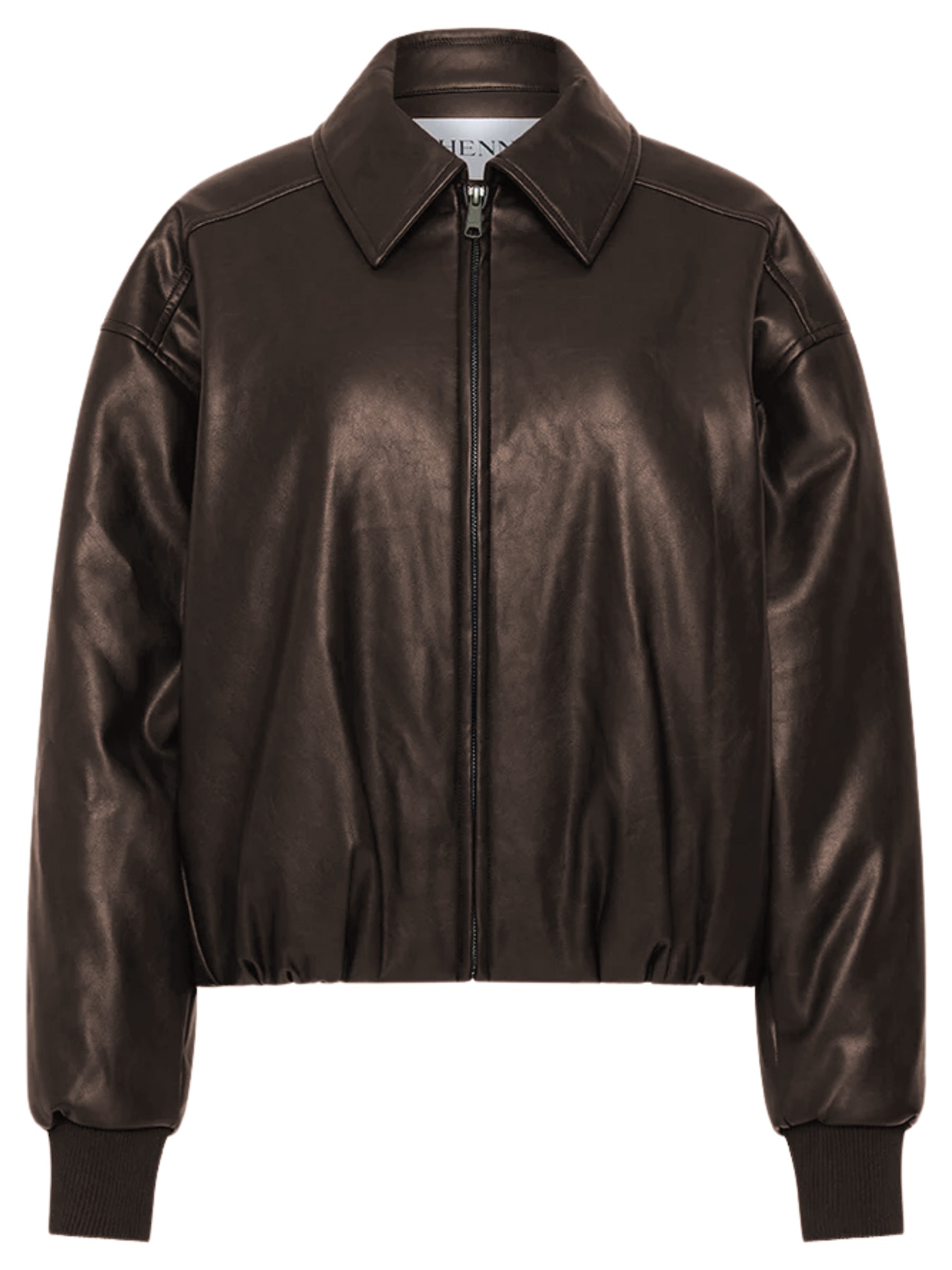 Henne | Iliad Vegan Leather Brown Bomber Jacket | The UNDONE