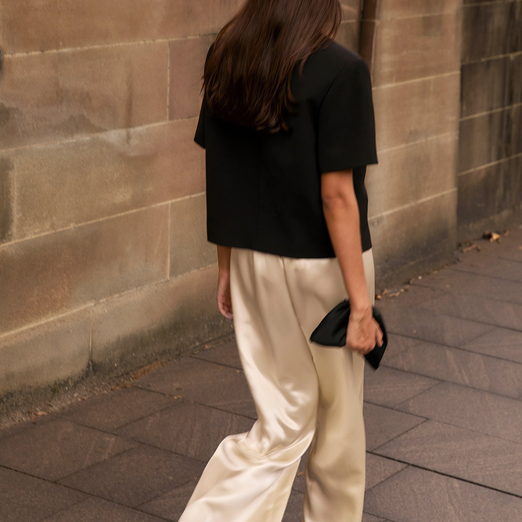 The Everyday Pouch Bag in Black Satin | The UNDONE