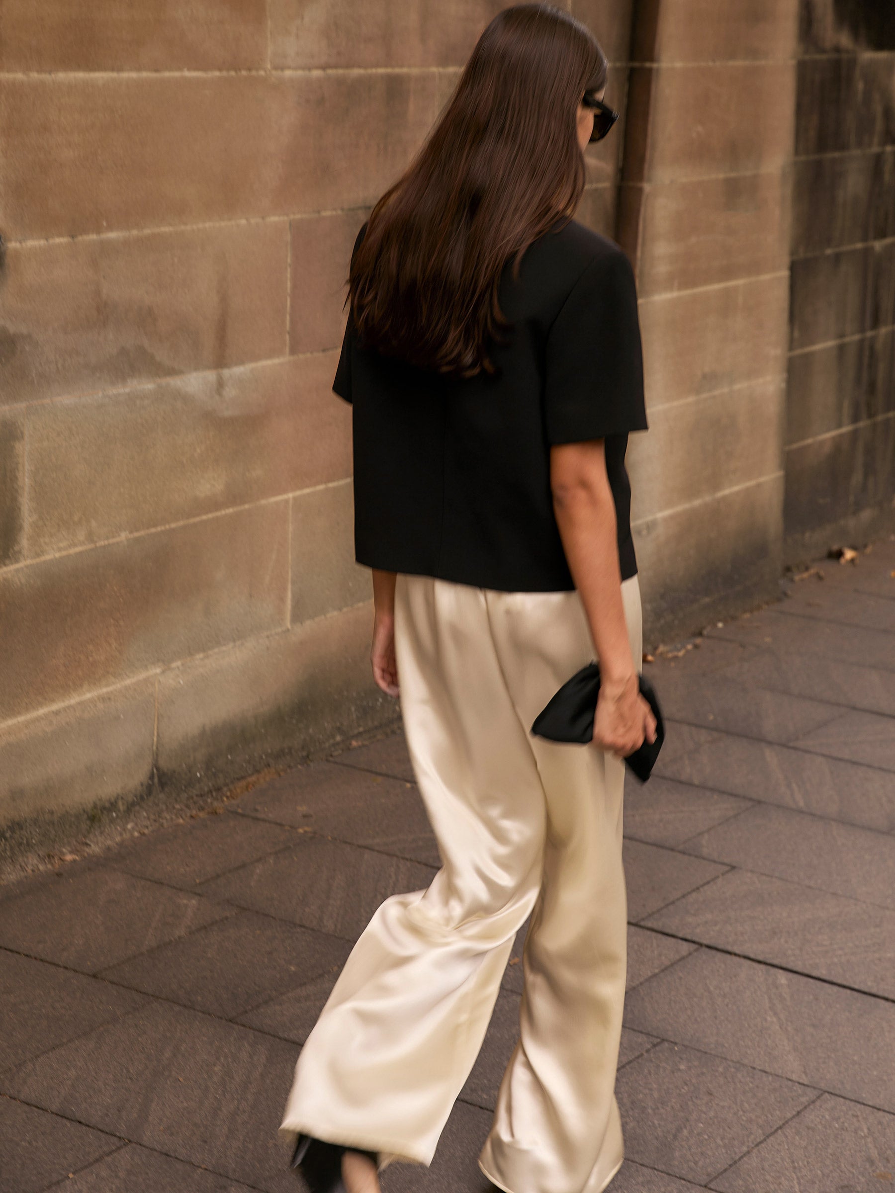 The Everyday Pouch Bag in Black Satin | The UNDONE