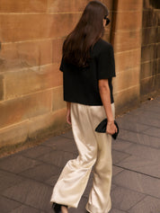 Harris Tapper | Irving Trouser in Ivory Satin | The UNDONE